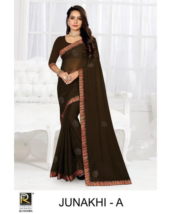 Ronisha Junakhi Thread Worked Beautiful Art Silk Saree Collection